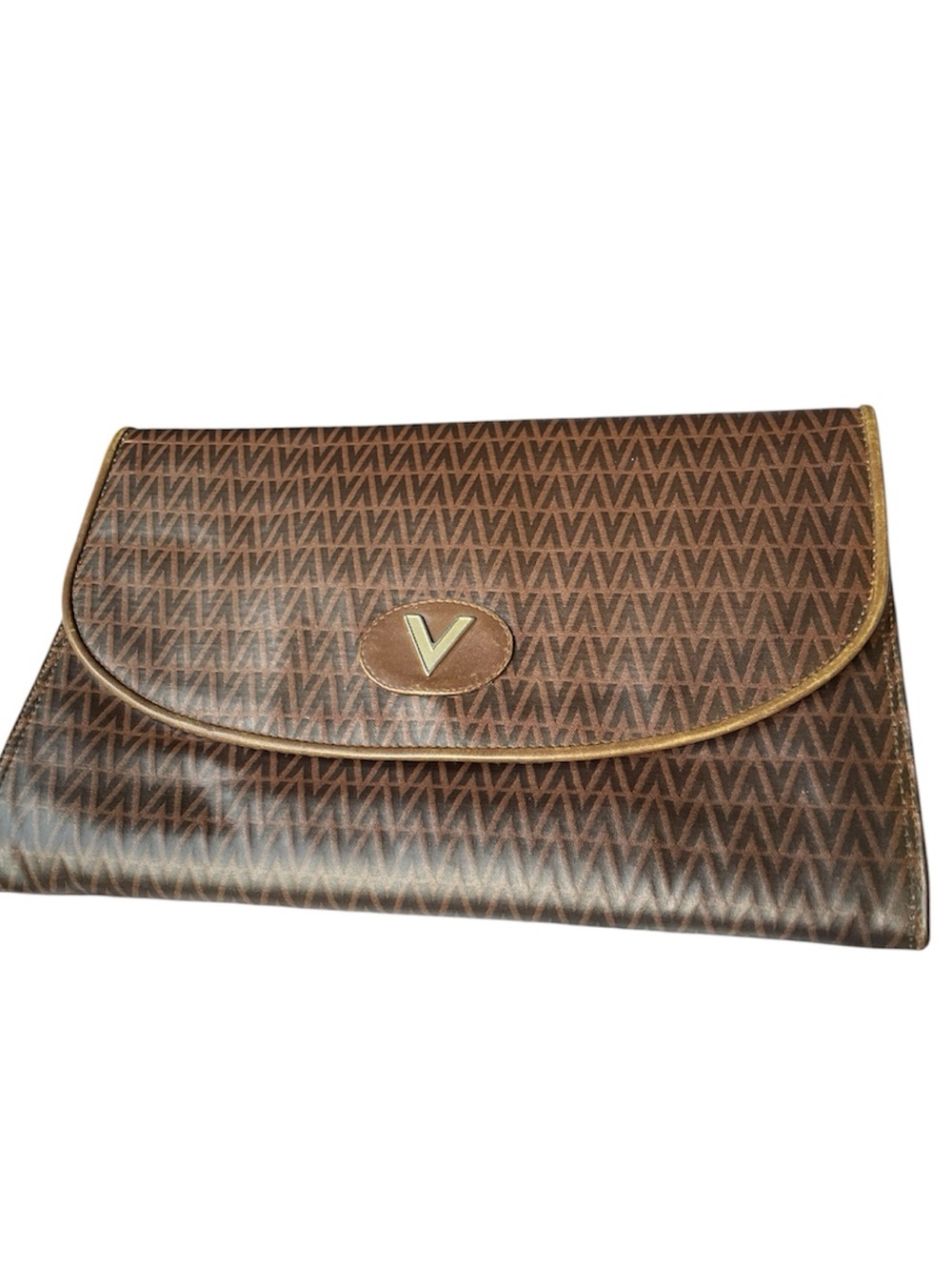 Mario Valentino Monogram Brown Clutch Bag - Vintage